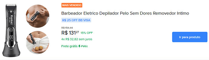 Barbeador Elétrico e Removedor Íntimo Kemei