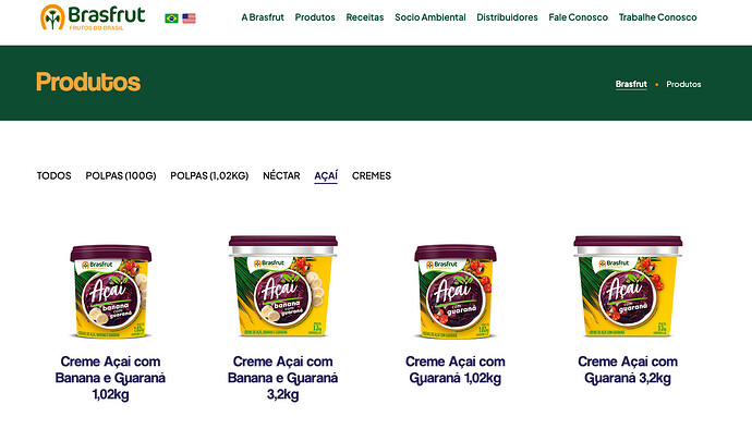 Marcas de açaí puro - Brasfrut