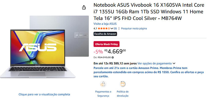 ASUS Vivobook X1605VA