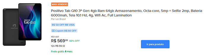 Positivo Tab Q10 3 Gen 4GB RAM 64GB