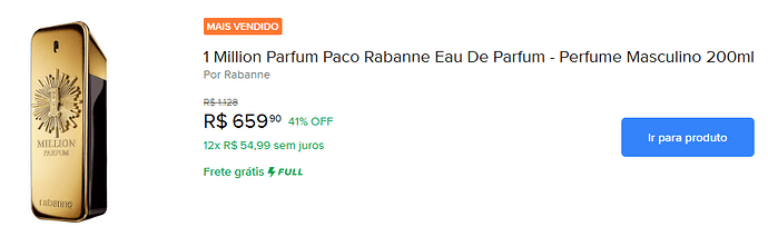 1 Million Parfum Paco Rabanne Eau De Parfum 200ml