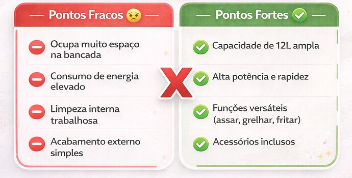 Air Fryer Forno Oven 12L Mondial pontos fracos e fortes