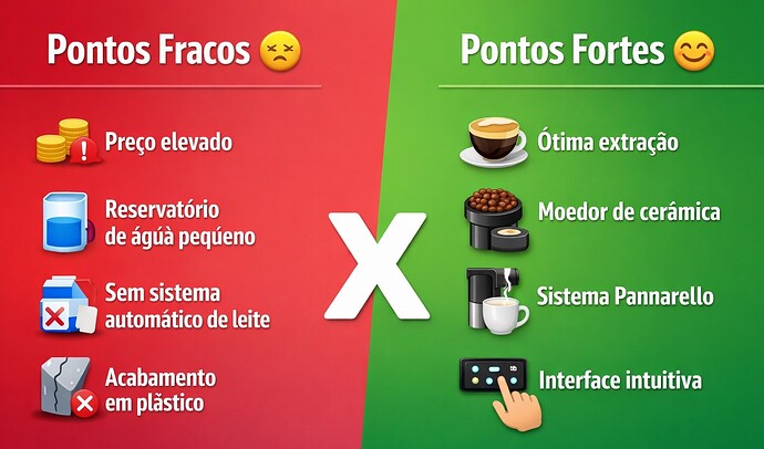 Pontos fracos e fortes - Gaggia Anima Pannarello Cafeteira Expresso Automática