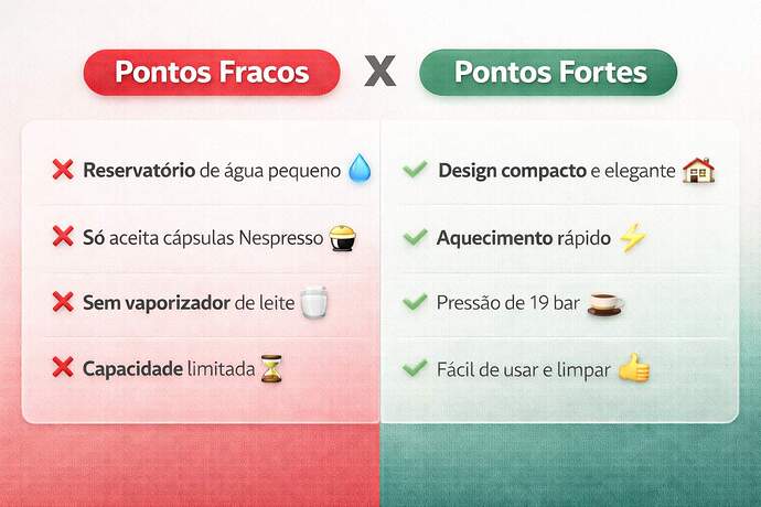 pontos fracos e fortes cafeteira essenza nespresso mini