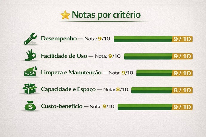 Notas por critério da Fritadeira Air Fryer Easy Oven Fry