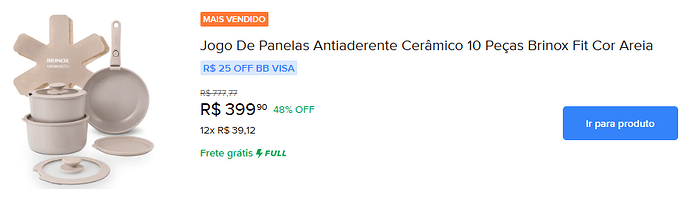 Jogo De Panelas Antiaderente Cerâmico 10 Peças Brinox Fit Cor Areia