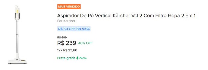 Aspirador de Pó Vertical Kärcher VCL 2