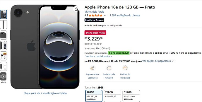 Apple iPhone 16e de 128 GB — Preto