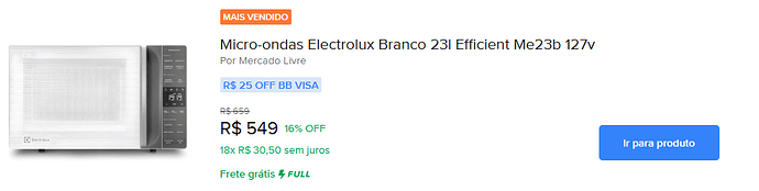 Microondas Electrolux ME23B 23 Litros