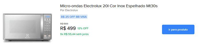 Microondas Electrolux MT30S 20 Litros Inox Espelhado