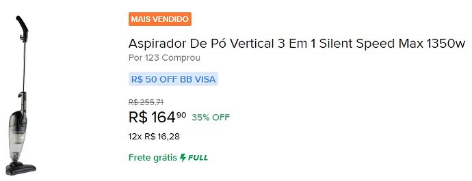 Aspirador De Pó Vertical 3 Em 1 Silent Speed Max 1350w