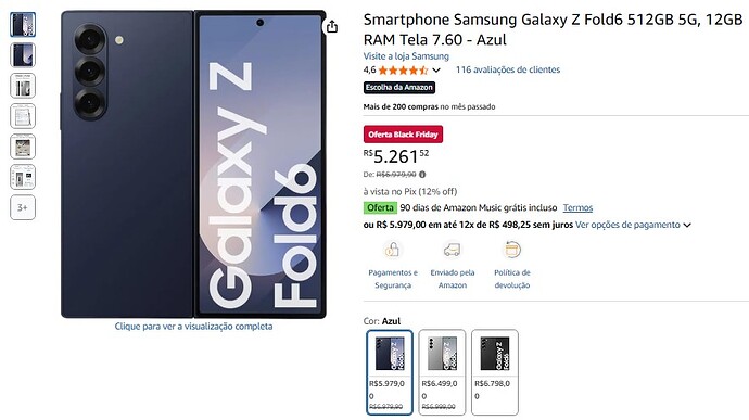 Smartphone Samsung Galaxy Z Fold6 512GB