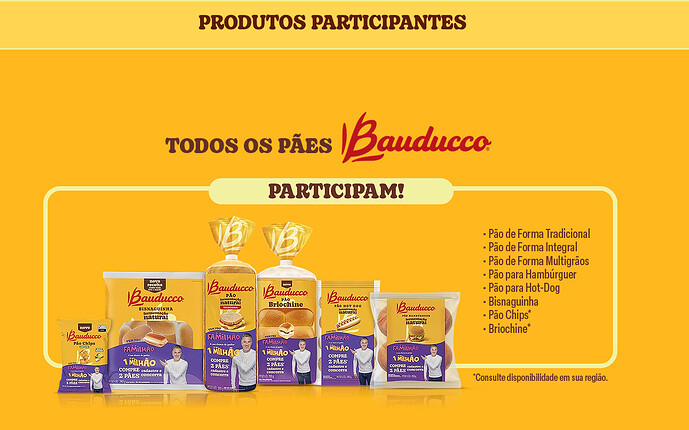 Produtos participantes da promoção Bauducco e Familhão 2026