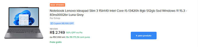 Notebook Lenovo IdeaPad Slim 3 15IRH10