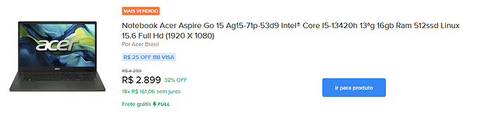 Notebook Acer Aspire Go 15 AG15-71P-53D9