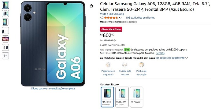 Celular Samsung Galaxy A06 128GB
